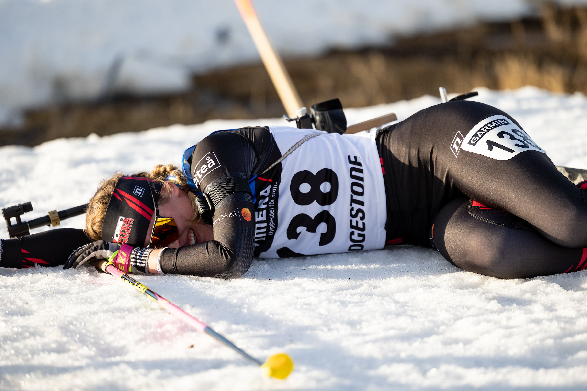 En trött, men nöjd Elvira Öberg i mål. Foto: Per Danielsson
