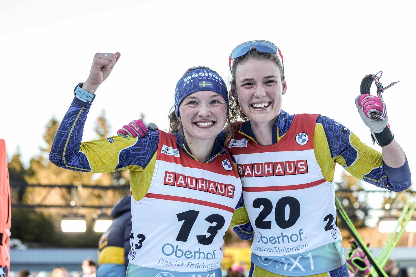 Hanna och Linn på toppen av pallen i dagens distans på VM